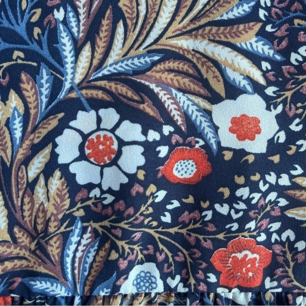 Kaffe Blue & Orange Floral Peasant Midi Dress US M/UK 38 - Picture 8 of 10